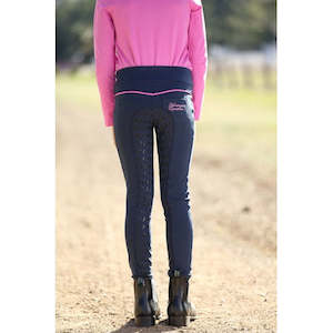 Childrens Section: Huntington Girls Pull-On w/ Gel Stretch Breeches - Navy/Pink