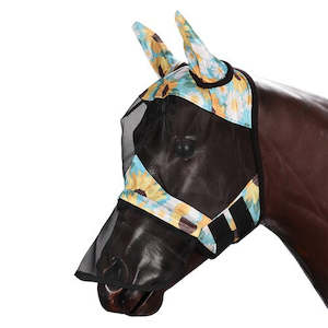 New Arrivals: Kool Master Fly Mask w/Removeable Nose Cover - Sunflower Print