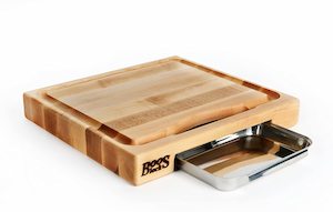 John Boos Co: Boos Block Newton Prep Master 3 Maple Edge Reversible Cutting Board With Pan - 38cm x 35cm x 6cm