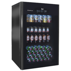 Artusi 100L Freestanding Bar Fridge/ Beverage Centre - Black Glass Door