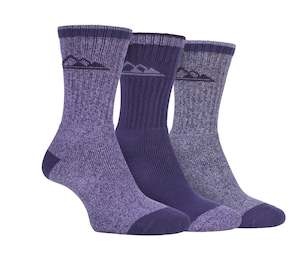 Storm Bloc Womens Marl Cushioned, Crew Length, Boot Socks 4-8 | Purple 3 Pack