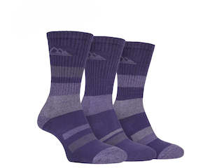 Storm Bloc Womens Stripped Boot Socks 4-8 | *Purple* 3 Pack