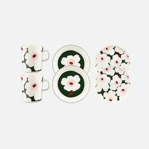 Oiva / Unikko mug and plate set - dark green