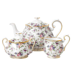 Gift: Royal Albert 100 Years Teaware 1940 Teapot/Sugar/Creamer Set