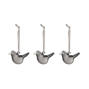 Iittala Oiva Toikka Set of 3 Grey Mini Glass Birds