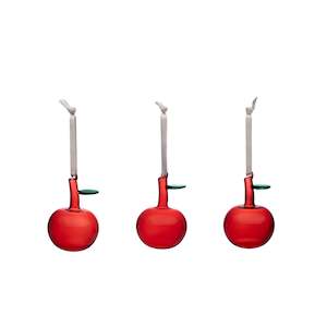 Iittala Glass Apples by Oiva Tokka Set of 3 Red