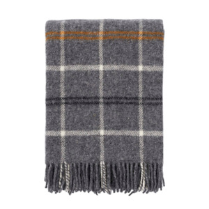 Tartan Lambswool Throw - Dark grey