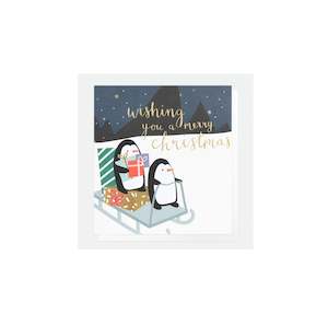 Penguin Sledge Christmas Card Pack of 8