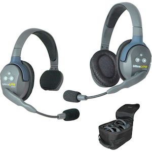 Business service: UltraLITE 2 person system w/ 1 Single 1 Double Headset, batteries, charger & case