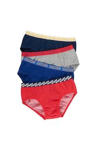 Bonds Boys Fun Pack Brief 4 Pack - Red/Blue/Grey/Navy