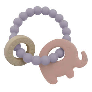 Playground Silicone Elephant Teether Ring - Lilac