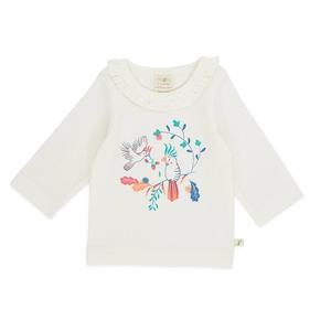 Tiny Twig Organic Long Sleeve Frill Round Neck Tee - Garden Floral