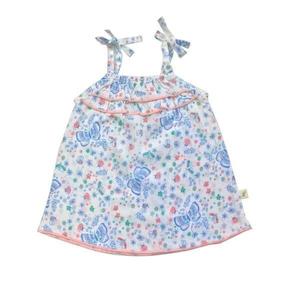 Tiny Twig Organic Woven Frill Top - Marina Butterfly