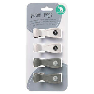 All 4 Ella Pram Pegs 4 Pack - White/Grey