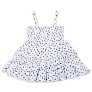 Brava Bambini Smocked Sundress - Blue Flower Print