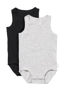 Bonds Wonderbodies Singletsuit 2 Pack - Grey/Black