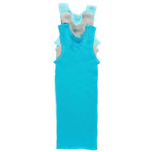 Bonds Baby Singlet Set 3 Pack - Turquoise/Grey/Pale Blue