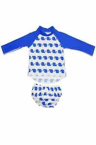 Sea Circus Summer Whale Baby Suntop Set - Blue