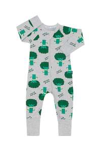 Bonds Zip Wondersuit - Eat Your Greens Grey Marle