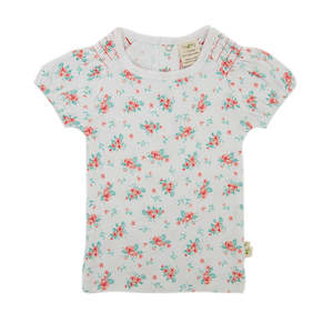 Tiny Twig Organic Smocked Tee - Coral Jasmine