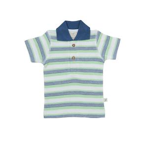 Tiny Twig Organic Polo Tee - Cactus Stripes