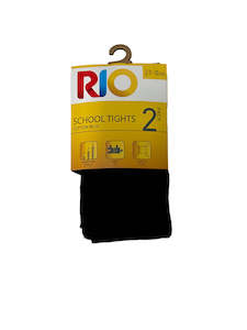 Rio Girls Cotton Rich School Tights 2 Pack - Black