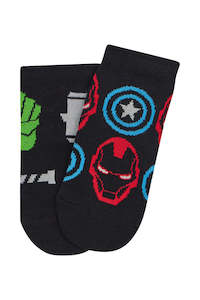 Rio Marvel Boys Avengers Trainer Socks 2 Pack - Black