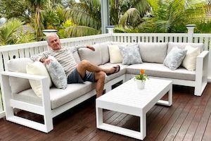 Bask Outdoor Corner Modular Sofa & Coffee Table (white frame) - Outside Space