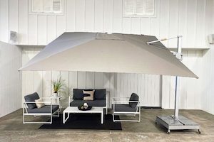 3.5M x 3.5M Square Sunbrella Cantilever Umbrella, in ‘Graphite’ - Outside Space