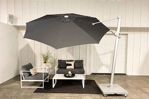 3M Round Cantilever Sunbrella Umbrella in 'Coal' - Outside Space