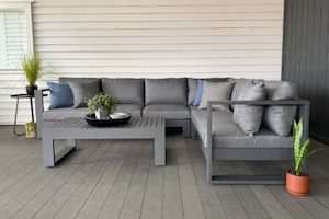 Bask Outdoor Corner Modular Sofa & Coffee Table (charcoal frame) - Outside Space