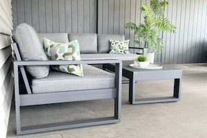 Unwind Outdoor Corner Sofa & coffee table (charcoal frame) - Outside Space