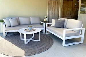 Unwind Outdoor suite: 3-seater, 2-seater & Stella round coffee table ( white…