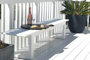 Furniture: LONG LUNCH 2.15M BENCH WHITE - Outside Space