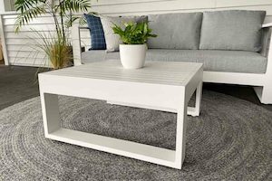 Bask  Aluminum Square Coffee Table (White) - Outside Space