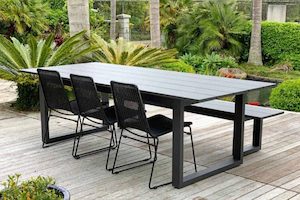 The Long Lunch Range: Outdoor Dining Table (charcoal) 2.4M,Bench & 3 Rakino …