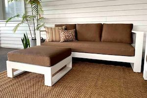 Bask Outdoor Ottoman(white frame) - Outside Space