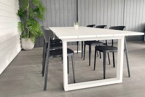 Furniture: Long Lunch Range: Outdoor White 2.4M Table & 6 Amado Chairs (4 chair colours) - Outside Space