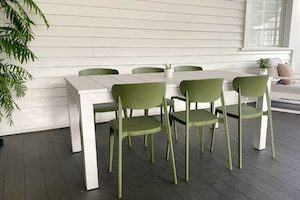 Furniture: Alfresco Range: White 1.8M Outdoor Table, & 6 Amado Chairs (4 chair colours) - Outside Space