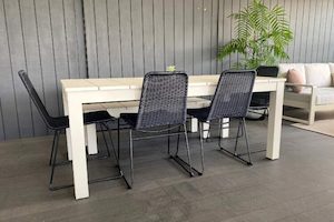 Alfresco Range: Bone 1.8M Outdoor Table,1 Bench & 4 Rakino Chairs (2 chair c…