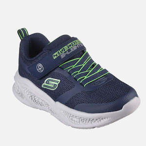 Clothing: Skechers Boys Metero Lights - Navy/lime