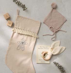 Christmas Stocking Embroidered in Oat - 50% OFF