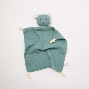 Organic Muslin Bear Lovey Sage with Milk ears