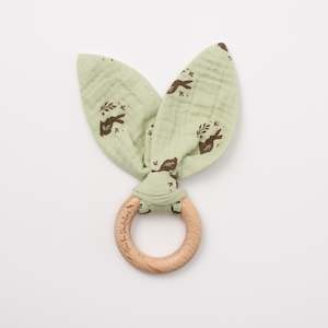 Organic Bunny Ears Teether Meadow print