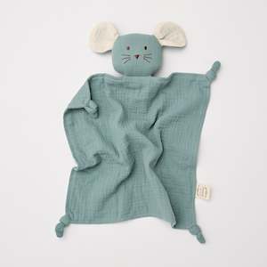 Organic Muslin Mouse Lovey Sage with Milk ears