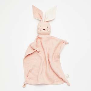 Organic Muslin Bunny Lovey Blush with Milk ears