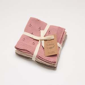 Organic Cotton Wash Cloth Set Rose Pink