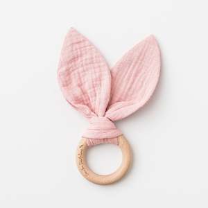 Toy wholesaling: Organic Bunny Ears Teether Blush Pink