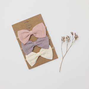 Organic Muslin Bow Headband set of three