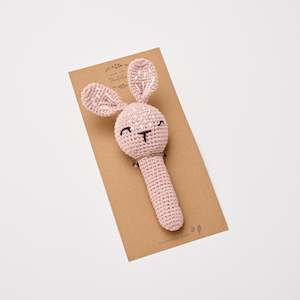 Crochet Bunny Rattle Blush